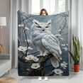thumbnail image 1 of Owl & Floral Print Throw Blanket, Soft Lightweight Knit, Polyester, Digital Print, Flannel, Contemporary Style, All-Season, Perfect Gift for Sofa, Bed, Chair, Camping - 70x100cm, 1 of 6