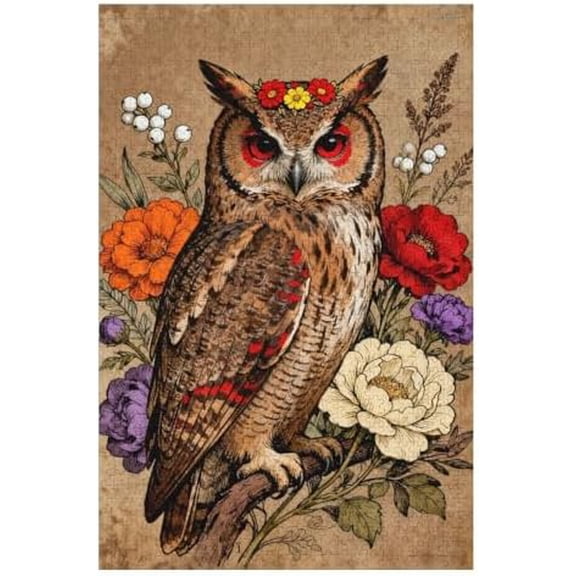 1000 Piece Owl with Flower Entertainment Puzzle for Adults – Challenging Brain Game, Colorful DIY, Relaxing Family Activity, Home Wall Decor Gift