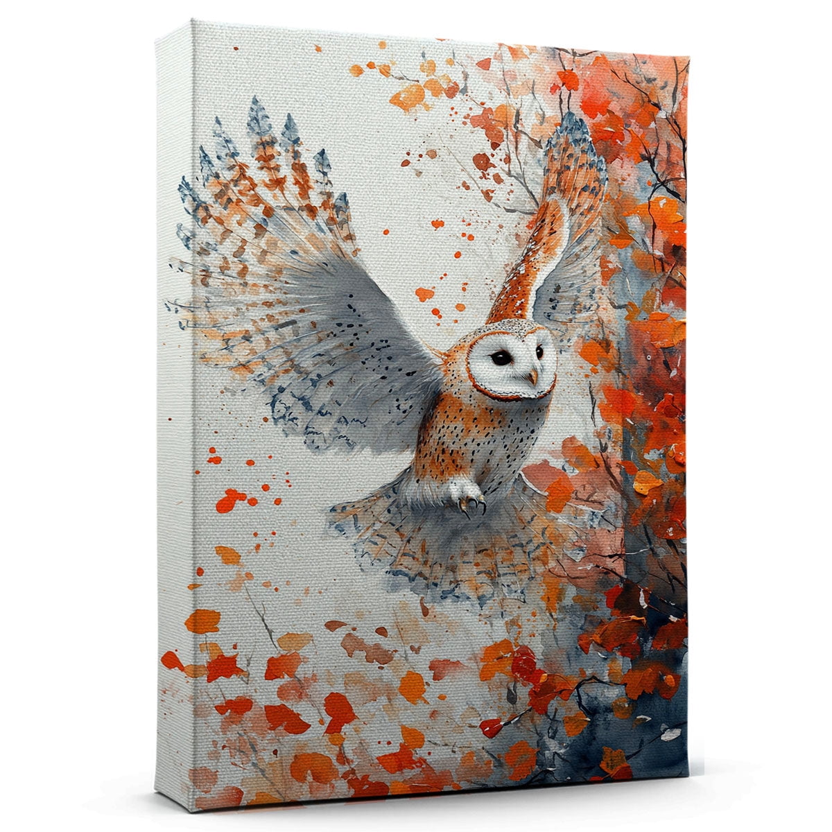 Owl Flying Arctic Snowy Art Print Canvas, Animal Decor for Bedroom ...