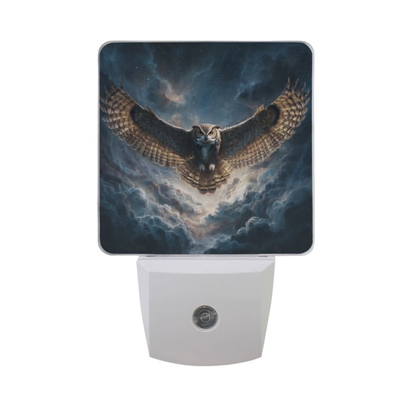 Owl Flying LED Night Light Sensor Lamp Plug-in Adjustable Brightness 2 Pack