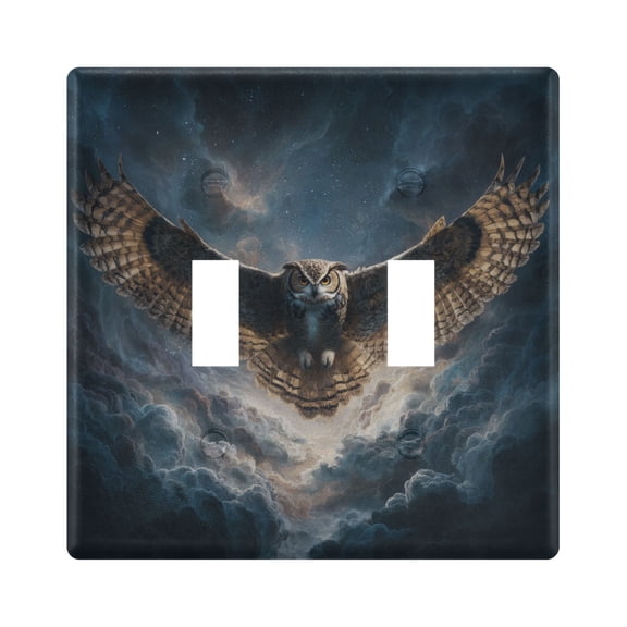 Owl Flying Light Switch Cover Electrical Outlet Cover Replaceable Wall Plates 2-Gang