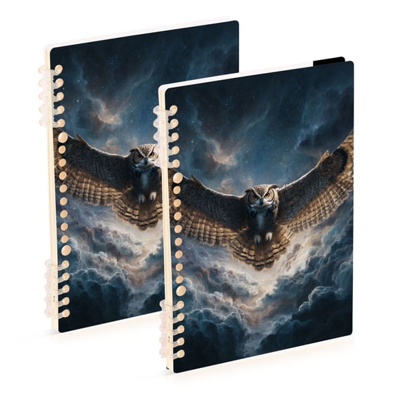 Owl Flying Notebook Detachable Coil Notebook Diary Plan Book A5 Size 60 Pages 2 Pack