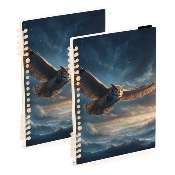 Owl Flying Through Clouds Notebook Detachable Coil Notebook Diary Plan Book A5 Size 60 Pages 1 Pack