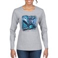 thumbnail image 1 of Owl Flying at Nihght In Front of the Moon Animal Lover Womens Graphic Long Sleeve T-Shirt, Heather Grey, Medium, 1 of 3