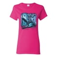 thumbnail image 1 of Owl Flying at Nihght In Front of the Moon Animal Lover Womens Graphic T-Shirt, Fuschia, Small, 1 of 3