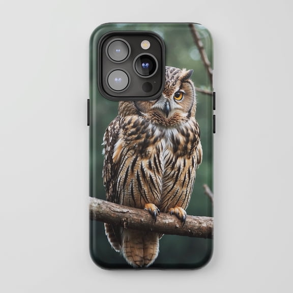 Owl For All iPhone Series Protective Phone Case Nature Wildlife Brown Green