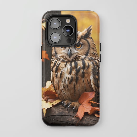 Owl For All iPhone Series Protective Phone Case Wildlife Nature Autumn Brown Orange