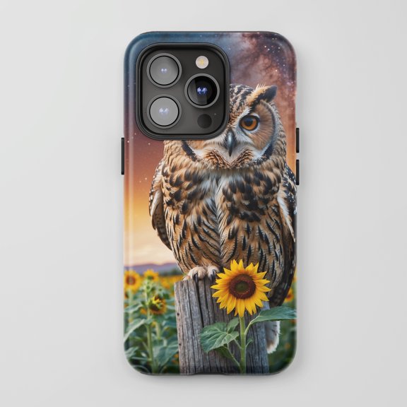 Owl For All iPhone Series Tough Phone Case Nature Galaxy Theme Brown Yellow