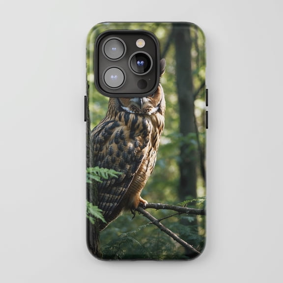 Owl For All iPhone Series Tough Phone Case Wildlife Nature Brown Green