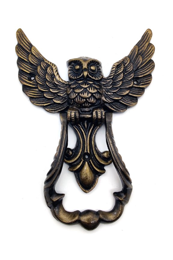 Owl Front Door Knocker, Heavy Duty, Garden/House Decor, Antique Bronze for Wooden House Farmhouse, Home Dcor Accessories