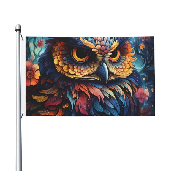 Owl Galaxy Flower Art Flag 3X5 Ft Garden Yard House Flags Banner Sign Outdoor Indoor Party Home Garden Decoration