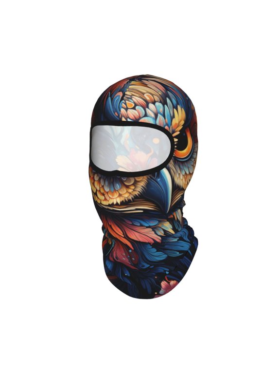 Owl Galaxy Flower Art Unisex Balaclava Ski Mask Full Face Cover for Cold Weather & UV Protection, Breathable Cooling Helmet Liner