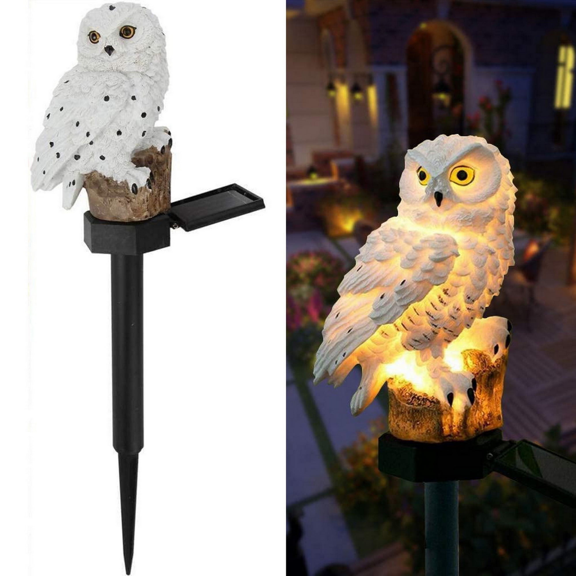 White Resin Owl Solar LED Garden Pathway Light