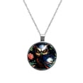 thumbnail image 1 of Owl Glass Design Circular Pendant Necklace - Elegant Jewelry Piece, 1 of 5
