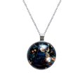 thumbnail image 1 of Owl Glass Design Circular Pendant Necklace - Stunning Women's Fashion Statement Jewelry, 1 of 5