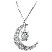 Owl Glow In Dark Pendant Chain Necklace Blue Women Girl Ginger Lyne Collection