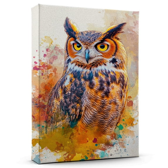 Owl Great Horned Canvas Wall Art Animal Decor, Owl Great Horned Canvas Prints Wild Animal Artwork for Living Room Bedroom Office 190HD781