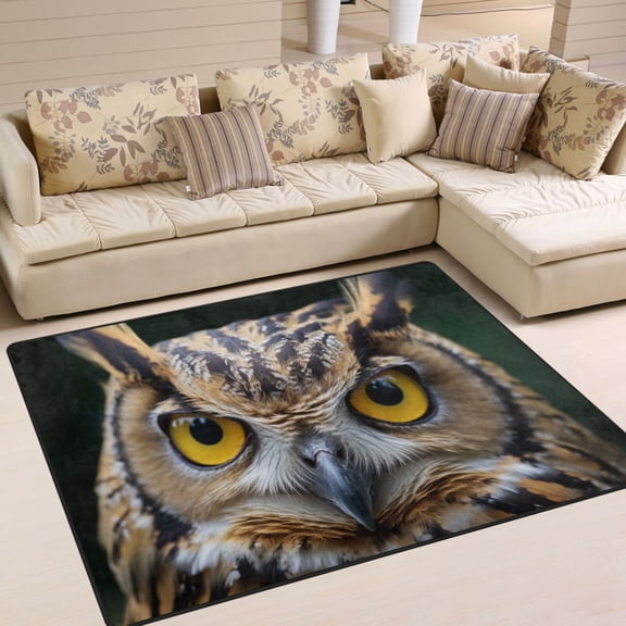 Owl Head Area Rug Washable 80 x 58 Floor Carpet Mat Non Slip for Bedroom Living Room Home Decor