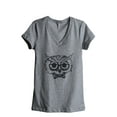 thumbnail image 1 of Owl Hipster Women's Fashion Relaxed V-Neck T-Shirt Tee Heather Grey Large, 1 of 3
