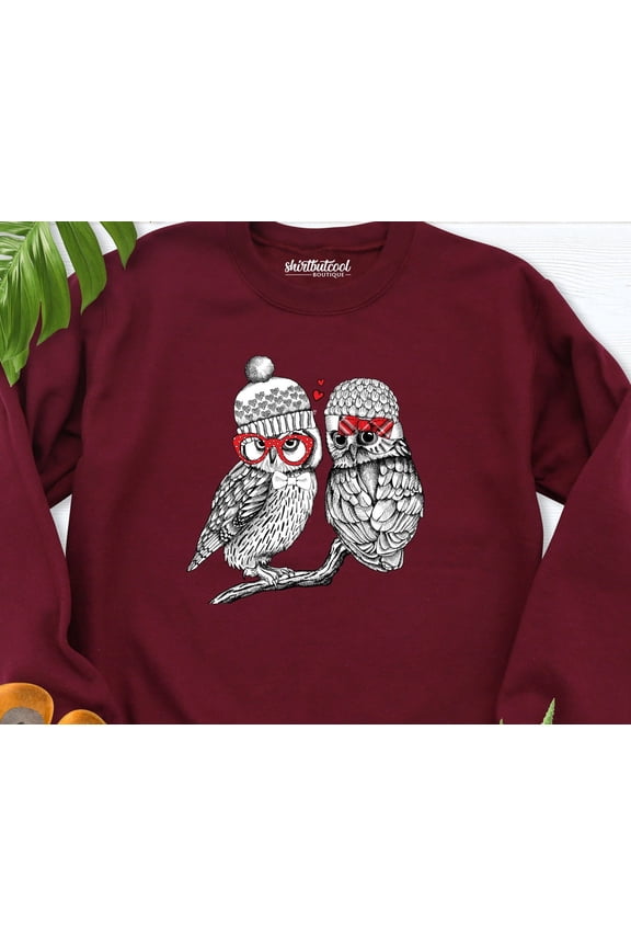 Owl Hoodie, Animal Sweatshirt, Owl Valentine Sweater, Owl Shirt, Bird Lover Gift, Owl Gift, Hippie Shirt, Women Birthday Gift, Gift Sweater SWEATSHIRT All Size S-5XL