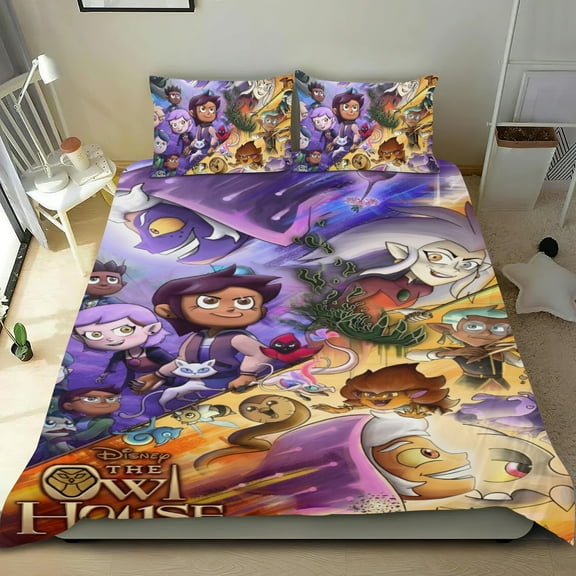 The Owl House Comforter Set for Kids Teens Girls Boys,3Pcs Bedding Set Printed Comforter with 2 Pillowcases,Twin Size Down Alternative,Soft and Lightweight