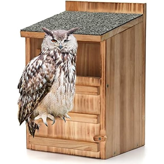 Owl House Premium Wooden Bird House Kit - Cedar Owl Nesting Box for Barn & Screech Owls, Includes Shavings & Screws$$Garden & Patio