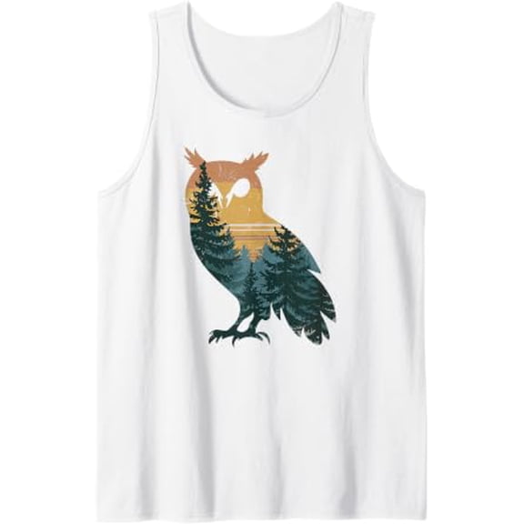 Owl Hunting Hiking Outdoor Camping Forest Owl Tank Top Size S-3XL