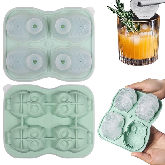Owl Ice Grid Light Green 17 * 14,Homemade ice cube freezing shaping,Ice cube mold,Food grade silicone-Light Green