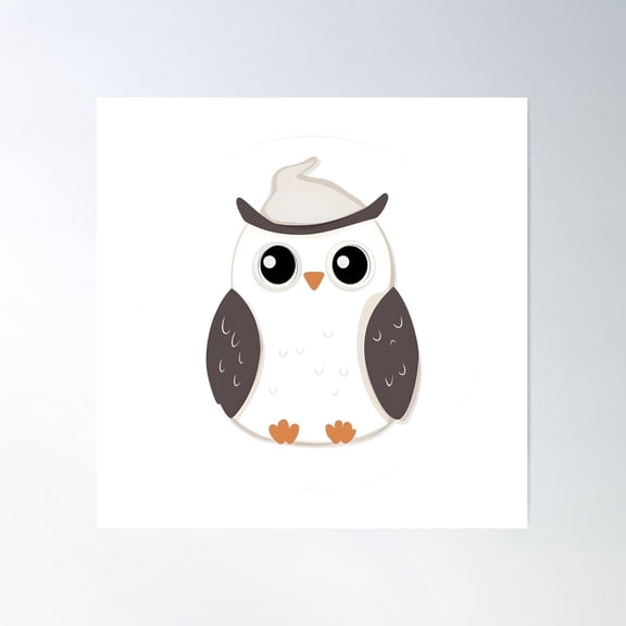 Owl In A Witch Hat Ready For Spooky Fun Poster Wall Art, Modern Wall Decor For Living Room Bedroom, 24x24 UNFRAMED