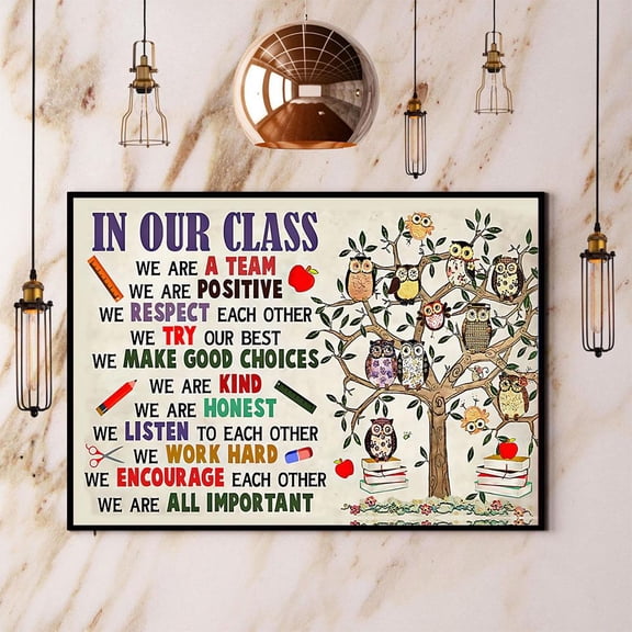 Owl In Our Class We Are All Important Paper Poster No Frame Matte Wall Art Decor 11 x 17 Inch Poster