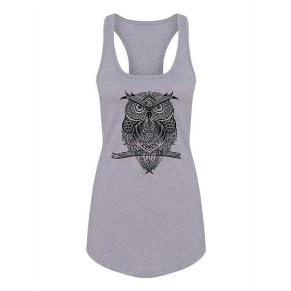 Owl In Patterns Racerback Tank Women -Image by Shutterstock, Female Large