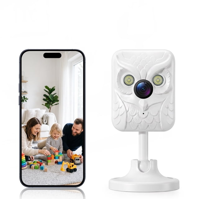 Owl Indoor Security Camera 2K, 5G/2.4G WiFi Home Camera with Color Night Vision, Pet Camera Dog Cat Monitor, Baby Nanny Cam with 2-Way Audio, PIR Motion Detection, MicroSD/Cloud Storage, Magnetic