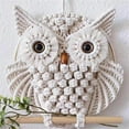 thumbnail image 1 of Owl Ivory Cotton, Handmade Macrame, Beigie Wall Hanging Tapestry, Home Decor, Woven Boho Ornament, Bedroom Apartment Living Room Nursery, Ivory Cotton Owl Macrame Wall Hanging, 1 of 10