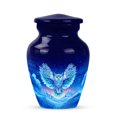 thumbnail image 1 of Owl Keepsake Memorial Urn For Ashes Adult Male And Female - White Cremation Urns For Adult Man And Women - 3 Inch Blue Mini Urns For Human Ashes For Mom And Dad, 1 of 7