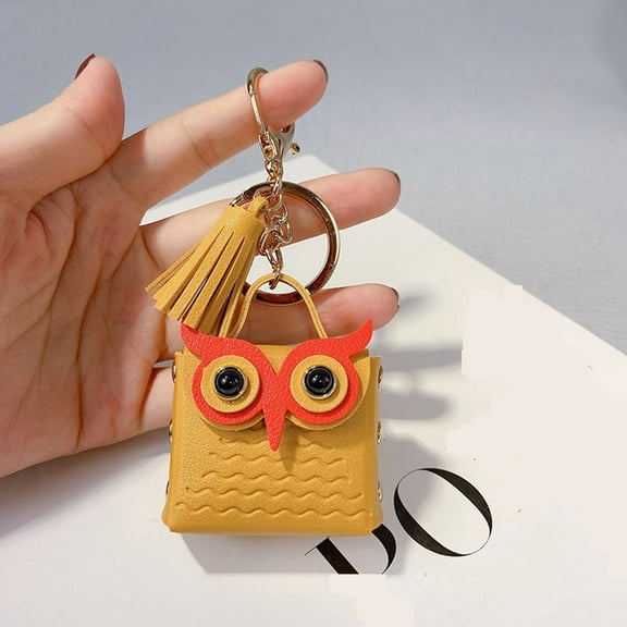 Owl Keychain Under $5! Yrmaups Owl Keychain, Leather Tassel Keychain with Metal Pendant, Bag Charm, Gift for Women, Friends, Purse Accessory, Bohemian Style, Handmade Look