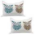 thumbnail image 1 of Owl Knitted Quilt Pillowcover Set of 2, Dreamcatcher Style Owl Features Magic Farsighted Birds Print, Standard Queen Pillow Sham Bedroom, 30" x 20", Cream White Teal, by Ambesonne, 1 of 1