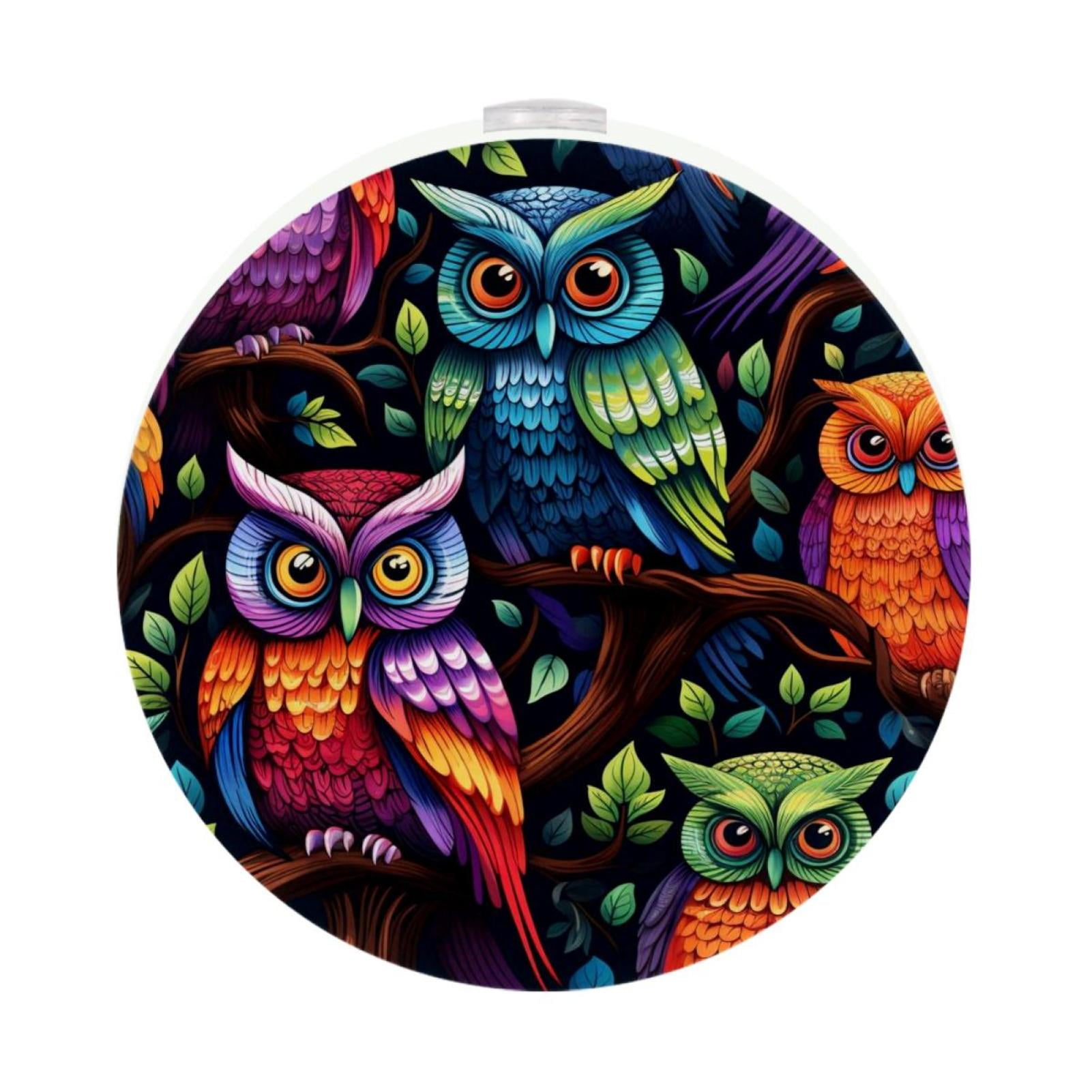 Owl LED Round Night Light-2PCS, Plug-in Dusk-to-Dawn Auto Sensor Wall ...