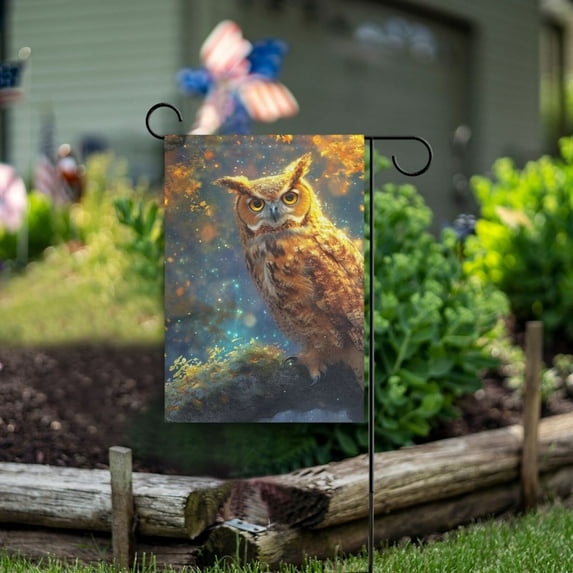 Owl Leaves Garden Flag Double Sided Outdoor Banners for Courtyard Outdoor Lawn Farmhouse Holiday Decorations