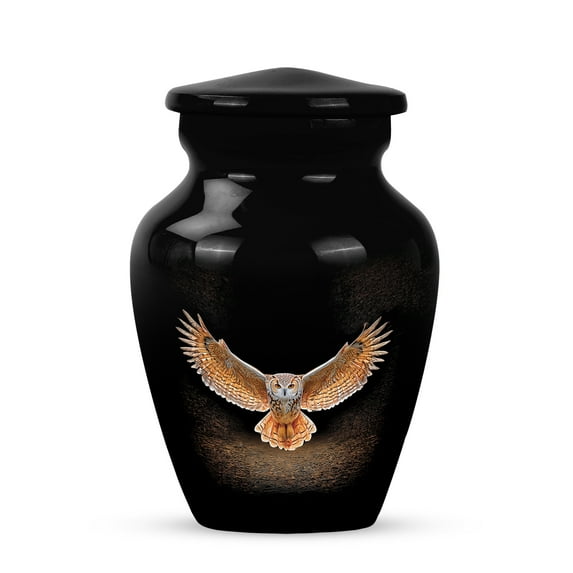 Owl Little Funeral Urns For Male - Memorial Cremation Urn For Ashes For Women And Man - Flowers Small Urn For Mom And Dad - Black Decorative Urns For Human Ashes For Adults 3 Inch