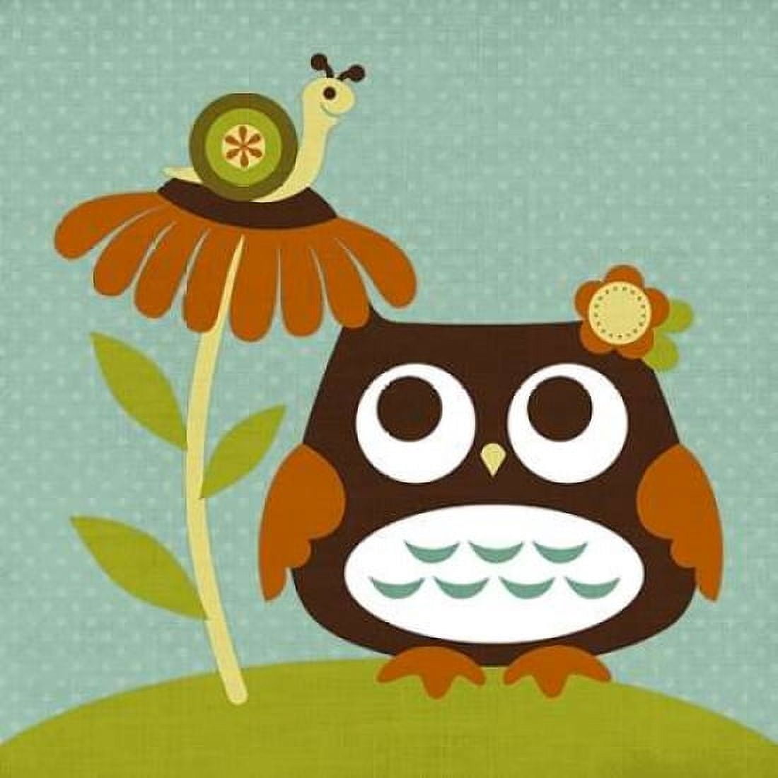 Owl Looking at Snail Canvas Art - Nancy Lee (24 x 24)