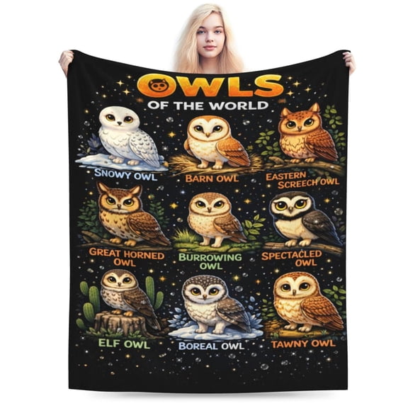 Owl Lover Blanket Gift Throw Blanket Cute Owl Pattern Blanket Cozy Soft Home Decor Gift for Bird Lovers 50x40