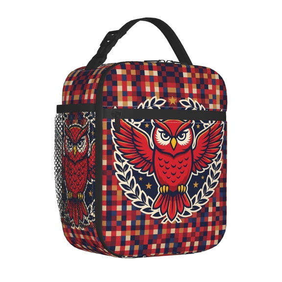Owl Lunch Bag, Aesthetic Patterned Insulated Meal Tote, Reusable Advanced Tech Thermal Pack, Durable Hand-Held Food Storage Carrier for Daily Getaways