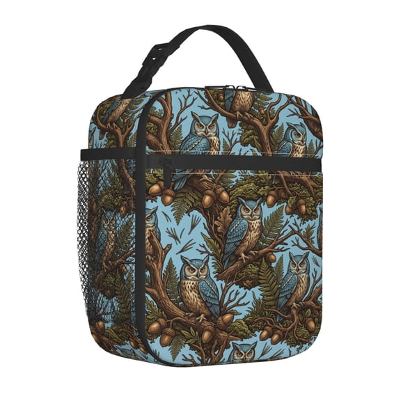 Owl Lunch Box, Classic Forest Animal Illustration Insulated Cooler, Reusable Advanced Tech Food Storage Case, Thoughtful Nature Present For Grandma