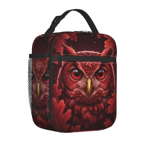Owl Lunch Box, Modern Geometric Forest Insulated Meal Tote, Reusable Quality Thermal Bento Container, Chic Travel Handbag For Daily Commute