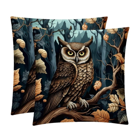 Owl Luxurious Velvet Bed Pillow Inserts with Unique Patterns - Set of 2, 16x16, 18x18, 20x20 Inches - Ideal for Throw Pillow Covers and Home Decor
