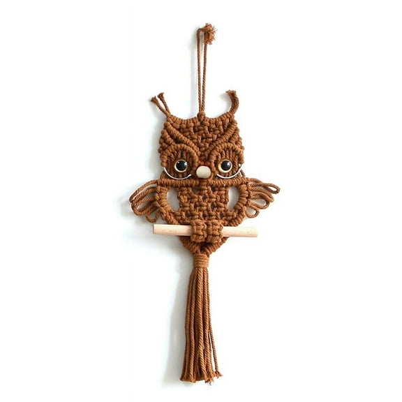Owl Macrame Tapestry Woven Wall Hanging Pendant Ornament Woven Bohemian Tapestry Caramel Color