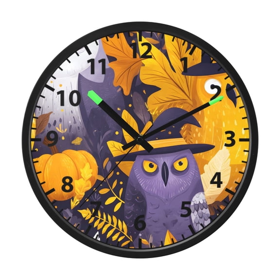 Owl Mage Wall Clock 12 Inch Voice Activated Night Light Silent Non Ticking