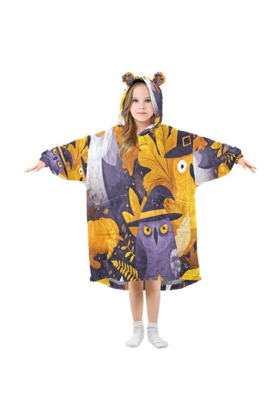 Owl Mage Wearable Blankets Hoodie Oversize Sherpa Wearable Soft Blanket Warm Cozy 3-14 Age