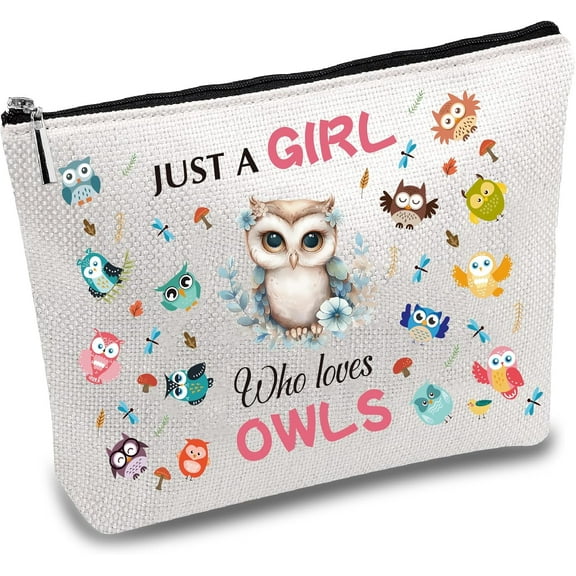 Owl Makeup Bags for Purse Multi-Function Cosmetic Bag with Zipper Polycotton Toiletry Travel Washing Bag Make Up Organizer Tool Pouch Large Storage Animal Lover Gifts for Women 10x7Inch Multi-color