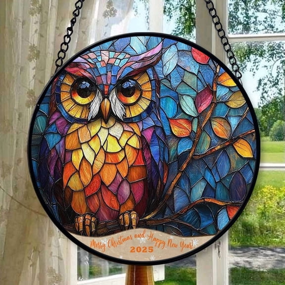 Owl Mandala Art 14 Stained Glass Suncatcher Ornament, Xmas Hanging Ornament, Mother’S Day Ornament, Valentine Ornament Gift, Celebration Hanging Decor, Keepsake 2025
